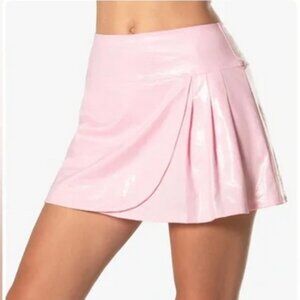 Lucky in Love Shiny Pleat Hybrid Skort in Mystique Petal Pink Size L NWT